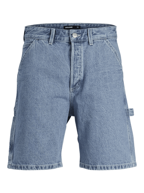 Lyseblå snedkershorts i jeans til herrer
