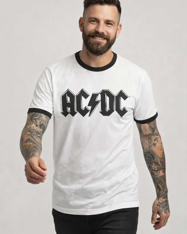 AC/DC Black Logo Retro Ringer Tee
