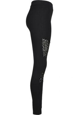 Black leggings with lace in leopard pattern