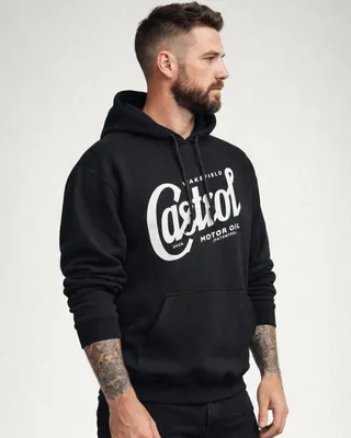 Castrol Script Logo Huvtröja i svart