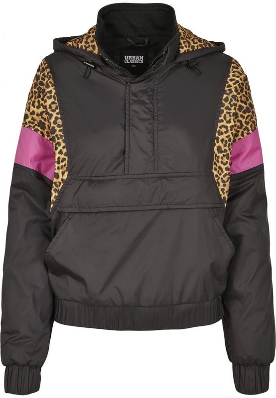 Sort anorak med leopardmønster lady