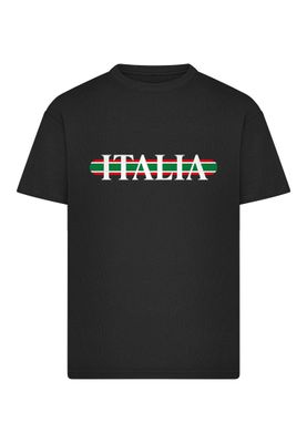 T-shirt i bomullsjersey med italia Stripes – svart