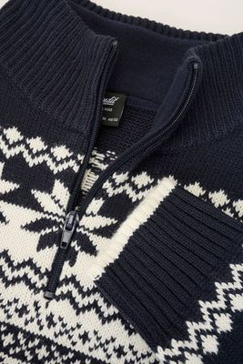 Norwegian knitted pullover - navy/white