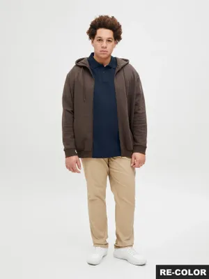 Mörkblå plus size pikétröja herr – Jack & Jones