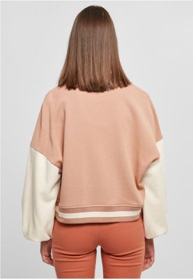 Oversized Two-Tone College Terry Jacket for Women