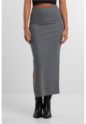 Ladies Rib High Slit Skirt Kjol för dam – darkgreymelange