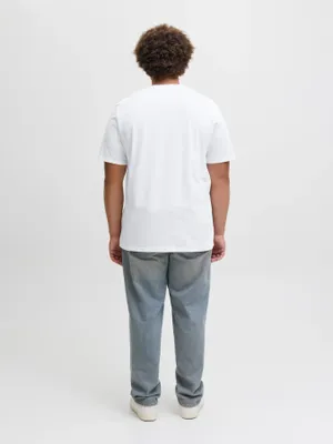 Vit T-shirt med tryck herr plus size – Jack & Jones