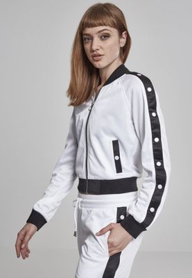 Jacket with push buttons on the arms of the lady