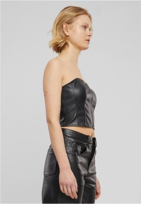 Synthetic Leather Bandeau Top