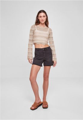 Crocheted short sweater for women
