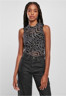 Zebra sleeveless mesh body