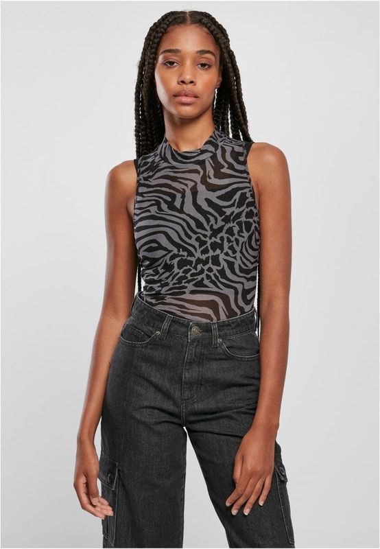 Zebra sleeveless mesh body