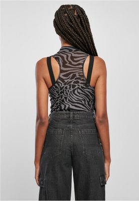 Zebra sleeveless mesh body