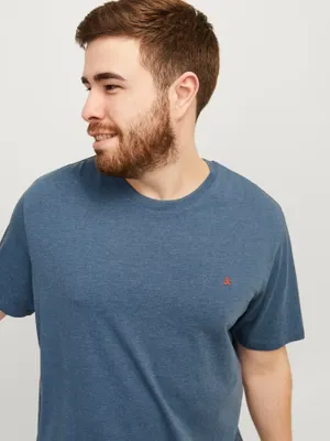 Denimblå plus size T-shirt herr med broderi – Jack & Jones
