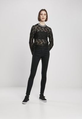 Short sweatshirt in lace fabric