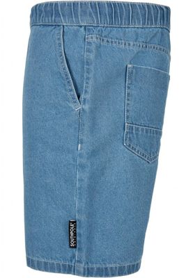Jeansshorts med manchetter i taljen - blå