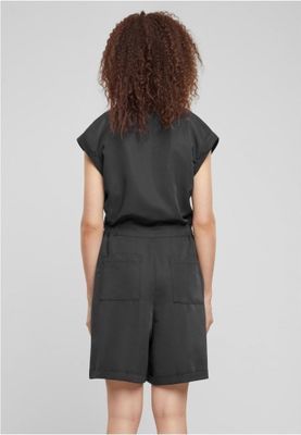 Short sleeve jumpsuit with shirt collar