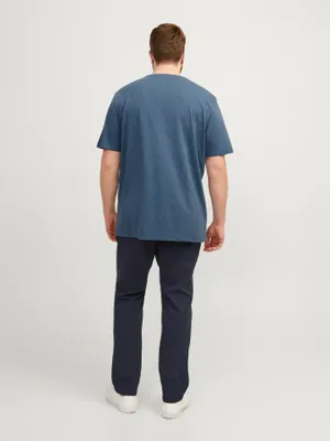 Denimblå plus size T-shirt herr med broderi – Jack & Jones