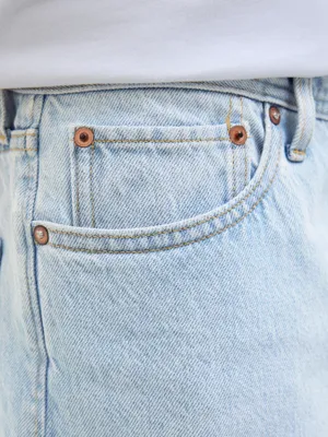 Lösa denimshorts med hög midja och stonewash