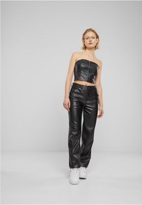 Synthetic Leather Bandeau Top
