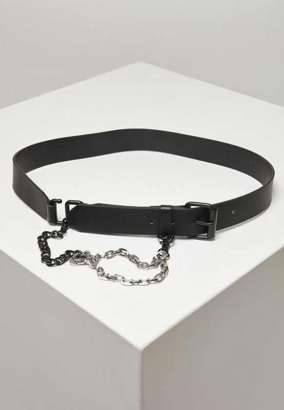 Imitation Leather Belt With Metal Chain
