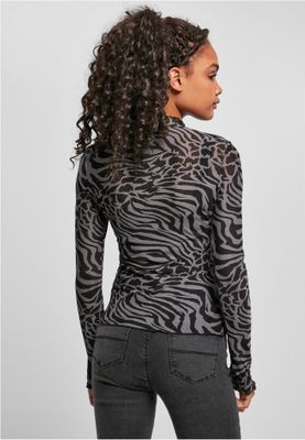 Ladies AOP Mesh Turtleneck Longsleeve