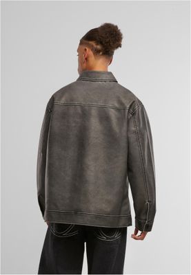 Synthetic Vintage Leather Skjortjacka