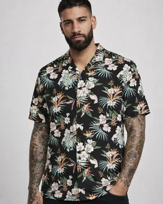 Hawaiiskjorte med blomsterprint til herrer