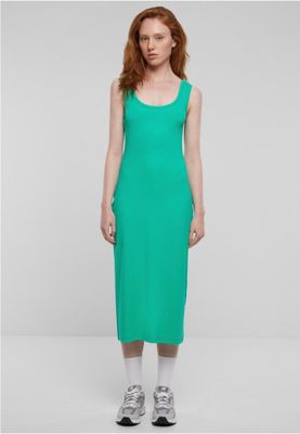 Midi dress in stretchy cotton with round neckline