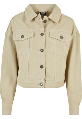 Light Oversized Short Denim Jacket with Metal Buttons