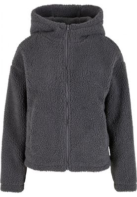 Women's short teddy jacket with hood