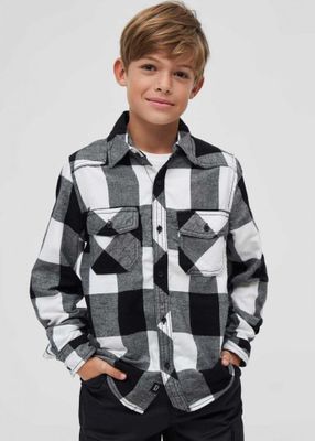 Flannel skjorte børn hvid/sort