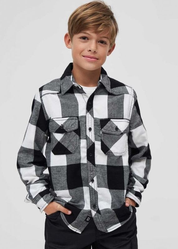 Flannel skjorte børn hvid/sort