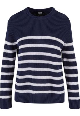 Tröja för dam med vita ränder oversize– navy/white