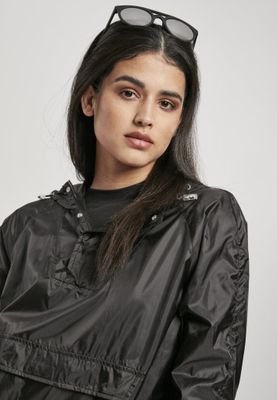 Black short hooded jacket for women