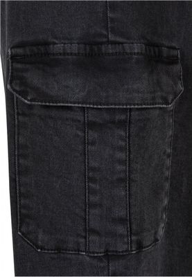 Ladies High Waist Straight Denim Cargo Pants