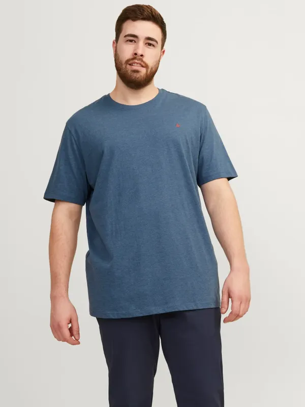 Denimblå plus size T-shirt herr med broderi – Jack & Jones