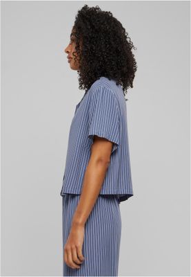 Kortärmad skjorta för dam– vintagebluepinstripe