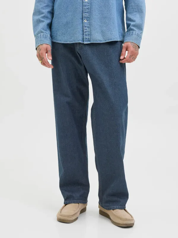 Baggy fit jeans med blå twillväv-struktur - ALEX