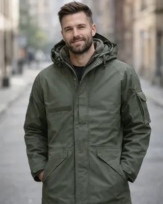 M65 Militær parka - aftagelig inderjakke i fleece