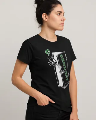 Green Day Skeleton Door T-shirt dam i svart