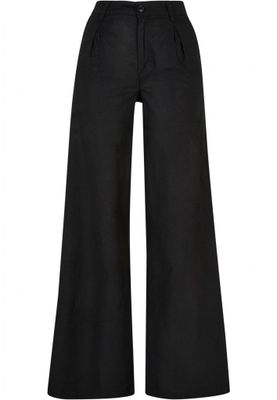 Mixed linen trousers with high waist for women