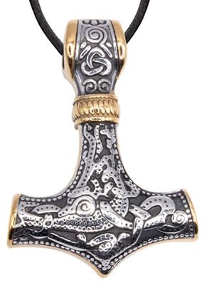 Thors hammer halskæde med guld og sølv farve