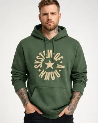 System of a Down Circle Star Logo Huvtröja i olive