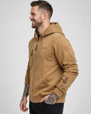 Tactical Sweat Jacket Huvtröja för herr - camel