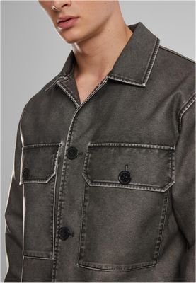 Synthetic Vintage Leather Skjortjacka