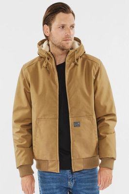 Short hooded jacket with teddy lining