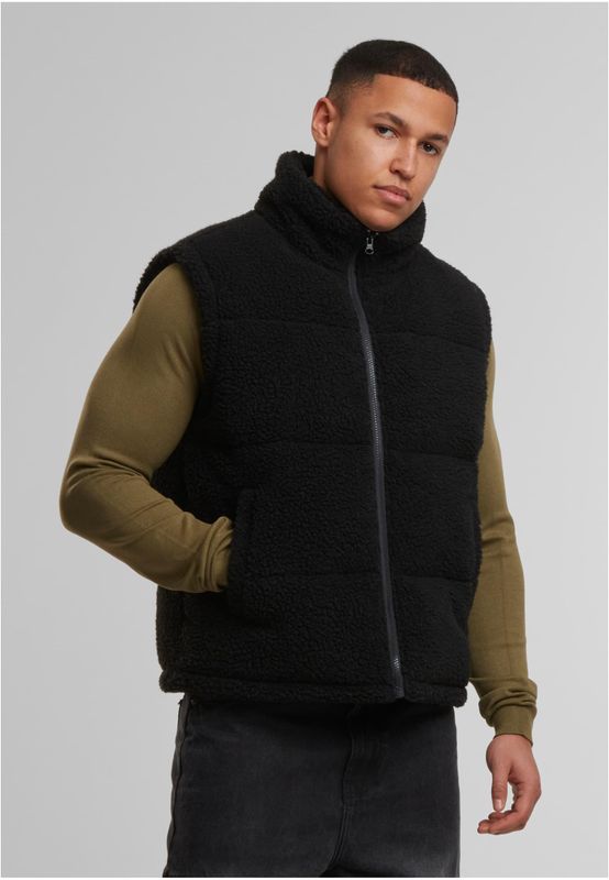 Basic Teddy Puffer Vest för herr – Svart