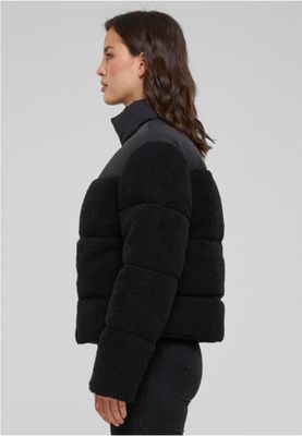 Short sherpa mix puffer jacket lady