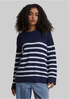 Tröja för dam med vita ränder oversize– navy/white